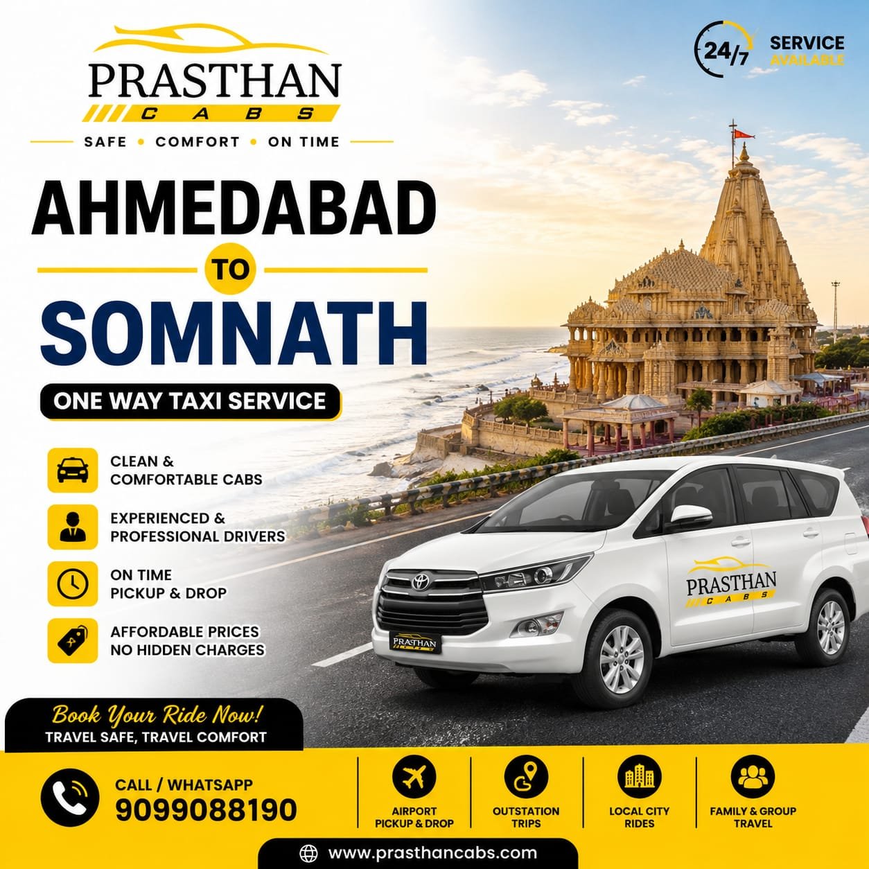 Ahmedabad to Somnath Taxi Service