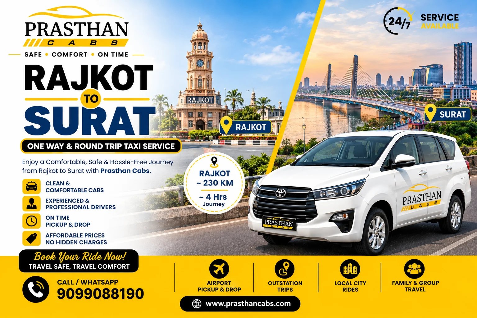 Rajkot to Surat Taxi Service