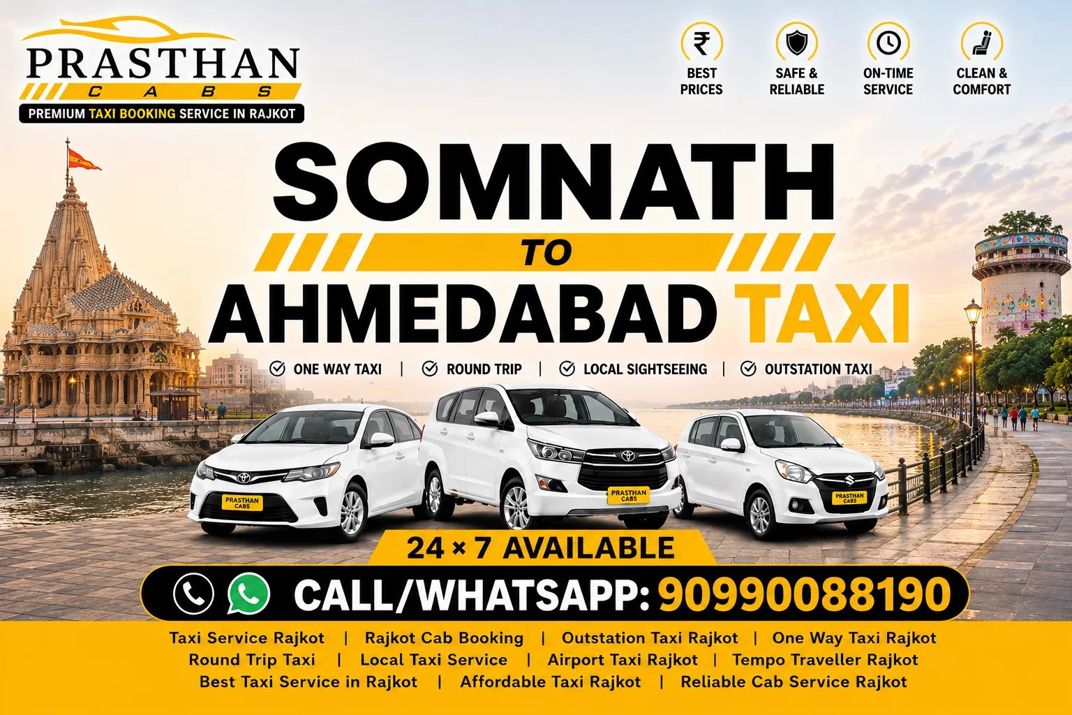 Somnath to Ahmedabad Taxi Service